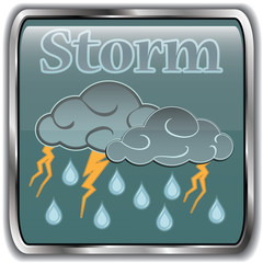 Night weather icon with text storm