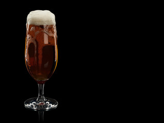 Glass with foamy beer