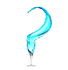 Blue swirl of water leaving a wine glass.