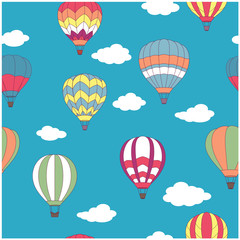 Obraz premium Colored hot air balloons seamless pattern