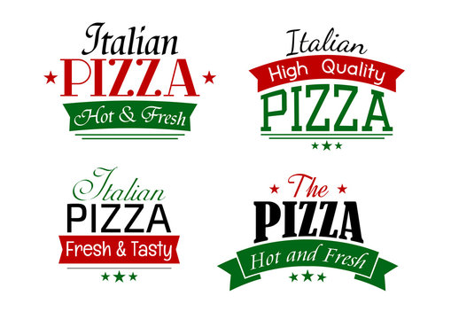 Various italian pizza labels set