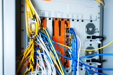 Network hub cable lan Close up .