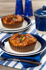 Spinach Artichoke Baked Egg Souffle. Selective focus.