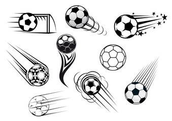 Naklejka premium Flying soccer balls