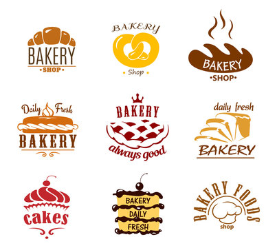 Bakery and pastry emblems or labels