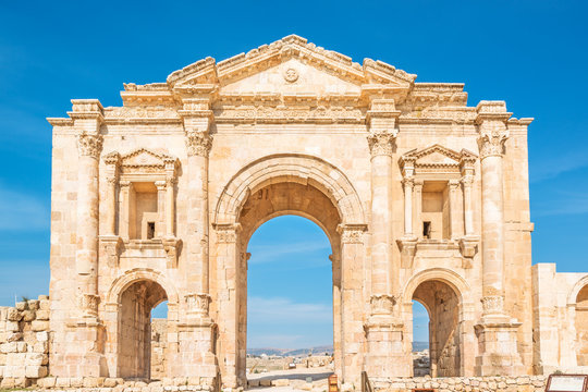 Arch of Hadrian in Gerasa, modern Jerash, Jordan