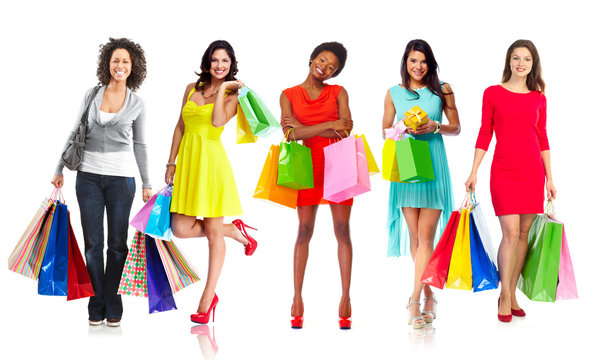 Beautiful women with shopping bags.