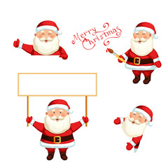 Santa Claus holding a blank sign