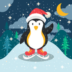 Vector Christmas flat poscard