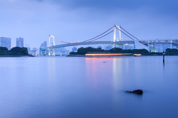 Fototapeta na wymiar Tokyo Bay and Rainbow Bridge