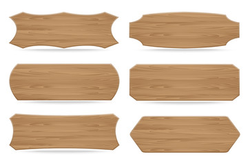 Set of 6 shapes wooden sign boards - 74353714
