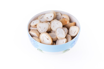 mushroom slice in bowl prepare cooking