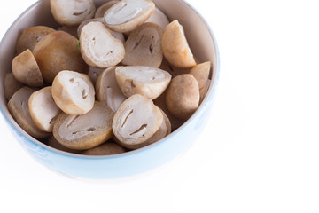 mushroom slice in bowl prepare cooking