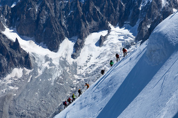 Climber on the way to the top of Mont Blanc