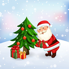 Santa Claus giving a presents