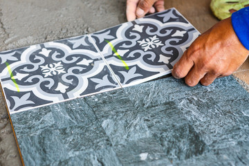 floor tile installation for house building