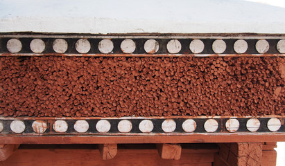 red timer bark texture decorate on north India building