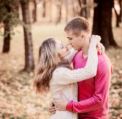 Fototapeta premium Young couple in love outdoor