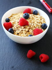 cereal with sweet raspberries