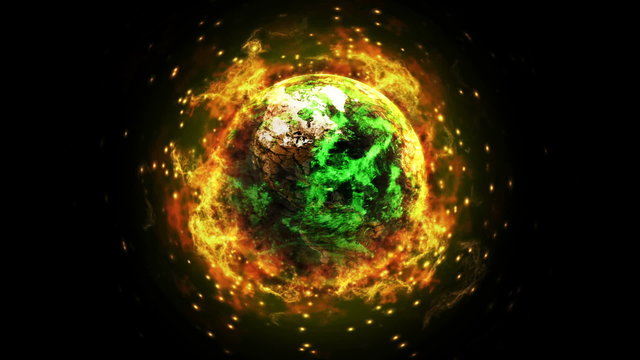 Fiery Destruction Earth Background