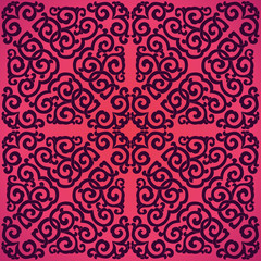 Pink seamless ornament, purple background.