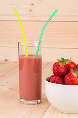 glass of strawberry smoothie