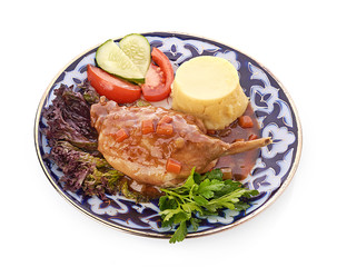 Roasted duck leg with red cabbage