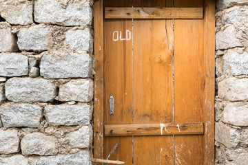 Old door in Tsemo castle in Leh, Ladakh