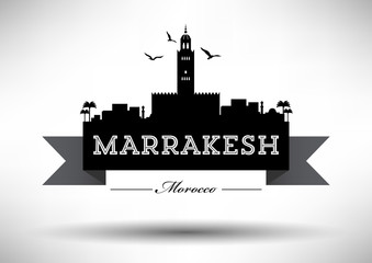 Marrakesh Skyline with Typography Design