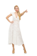 Naklejka premium Woman in dress in fashion dress isolated on white