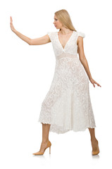 Naklejka premium Woman in dress in fashion dress isolated on white