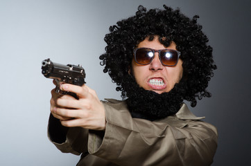 Funny soldier in military concept