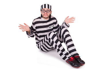 Prison inmate isolated on the white background