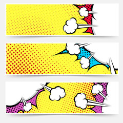 Pop art comic book yellow header collection