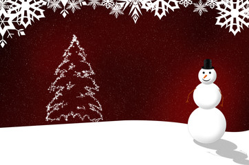 christmas background with a snowman