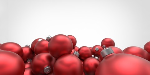 red 3D christmas balls tree globes isolated on white background