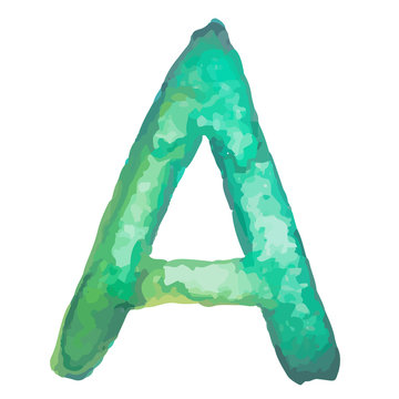 Letter A Colorful watercolor aquarelle font type handwritten
