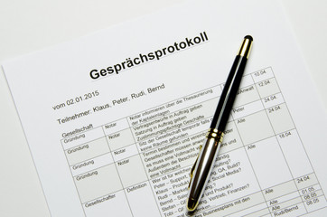 Gesprächsprotokoll mit Füller