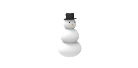 3d snowman with hat isolated on white