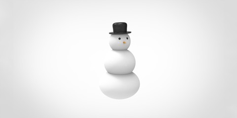 3d snowman with hat isolated on white