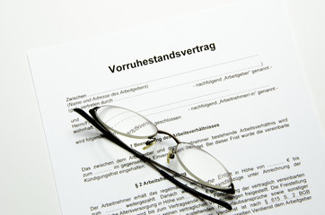 Vorruhestandsvertrag mi Brille