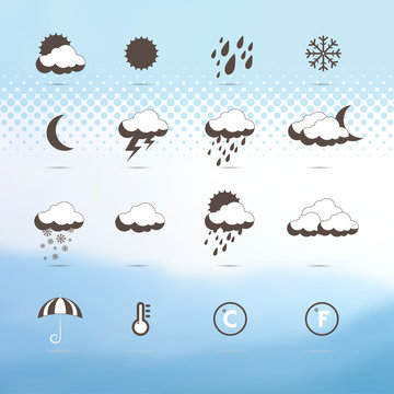 Weather icons. Abstract background,
