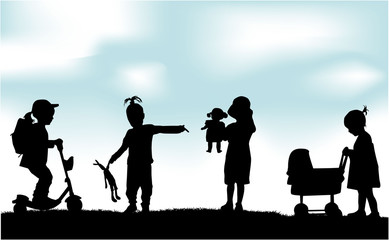 children silhouettes