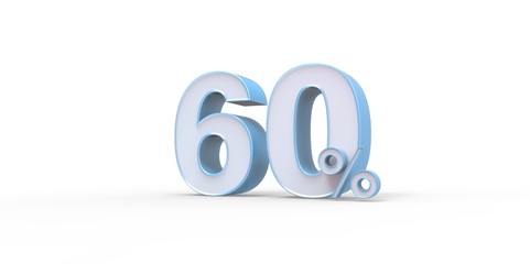 3D rendering of a baby blue 60 percent letters