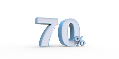 3D rendering of a baby blue 70 percentage letters