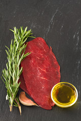raw meat with oil
