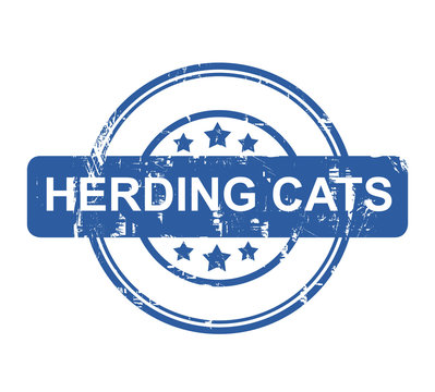 Herding Cats Business Concept Stamp
