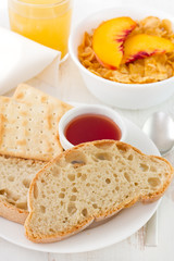 bread with jam and juice