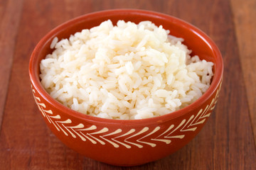 boiled rice in ceramic bowl