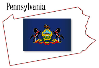 Pennsylvania State Map and Flag